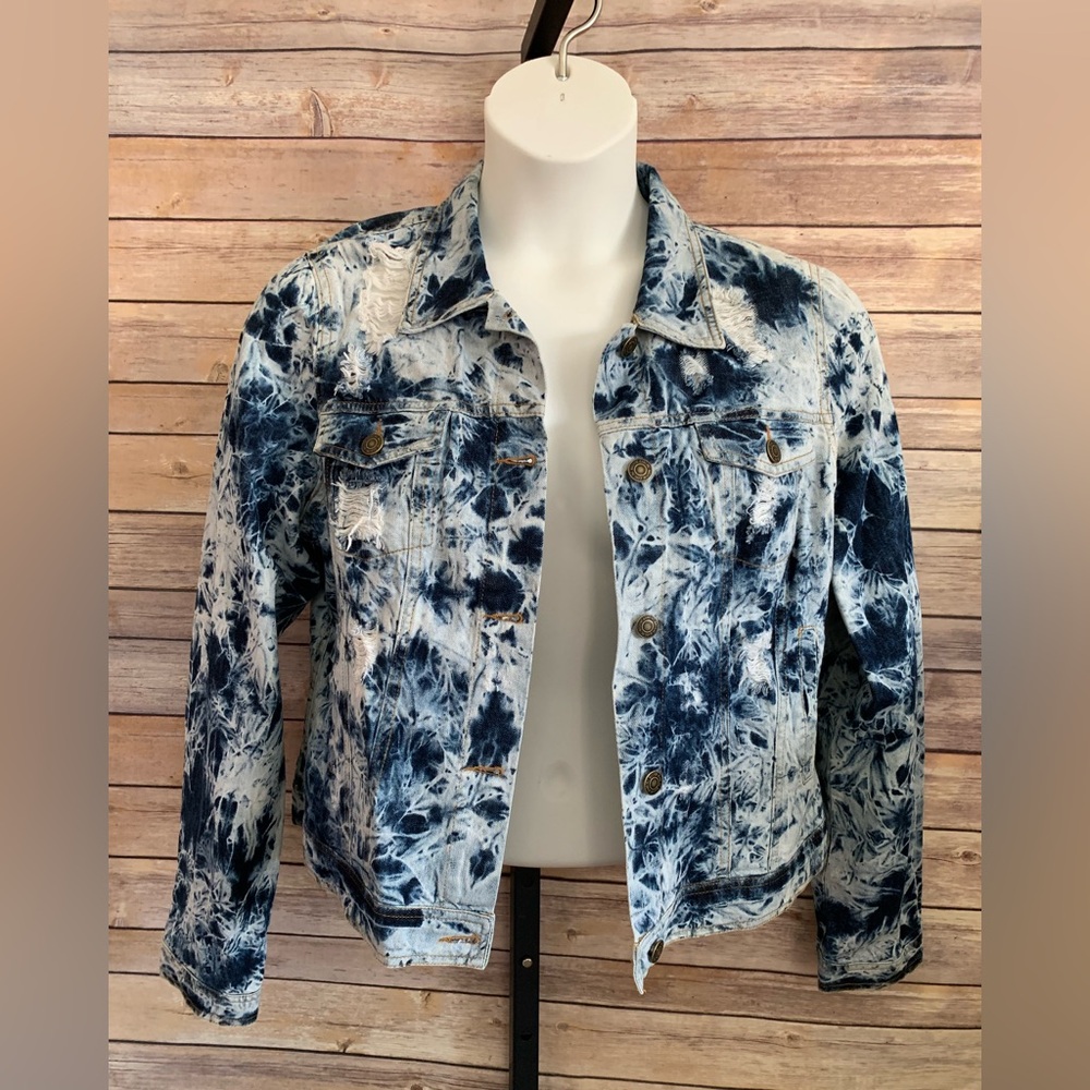 Mebon Blue Tie-Dye Denim Jacket - Size 3X